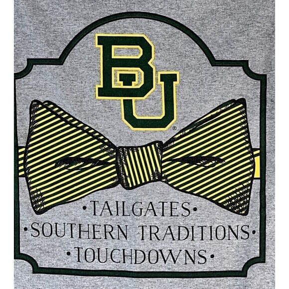 Baylor University Bears Gray Tee Shirt Tailgates Traditions Touchdowns Size Med - Picture 2 of 5